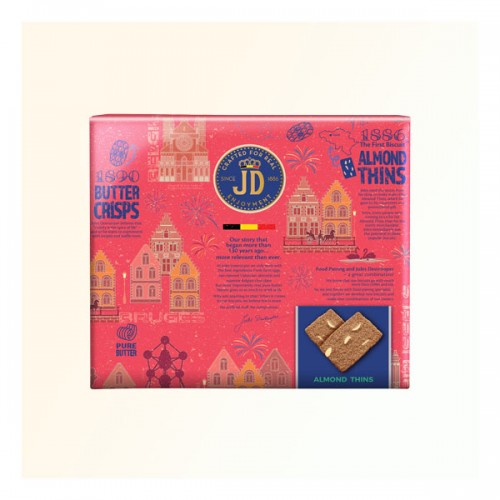 JD 特別版杏仁脆片花紙餅乾禮盒 JD Wrapped Gift - Belgium Style Red 200g