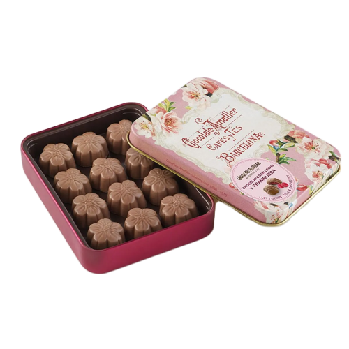 覆盆子巧克力分享盒 Milk Chocolate Raspberry Flower Pralines Tin