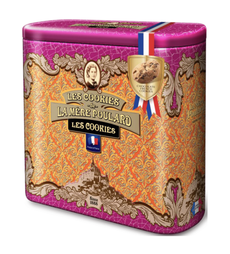 普拉媽媽傳统法式牛油朱古力碎曲奇餅乾禮罐 (琥珀) Pure Butter Chocolate cookies Premium Vintage cookie tin box-Amber